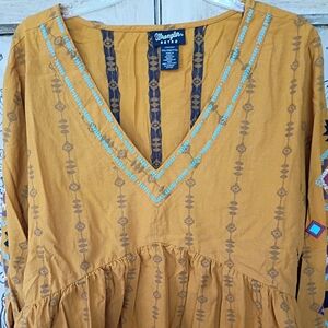 Wrangler Retro Mustard Embroidered Top